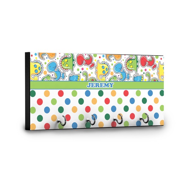Dinosaur Print & Dots Key Hanger - Front View with Hooks