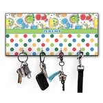 Dinosaur Print & Dots Key Hanger w/ 4 Hooks w/ Name or Text