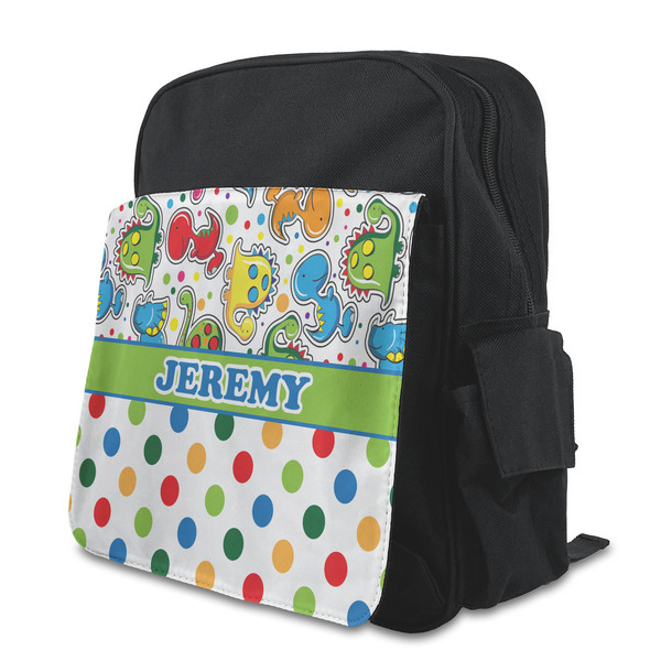 Custom Dinosaur Print & Dots Preschool Backpack (Personalized)