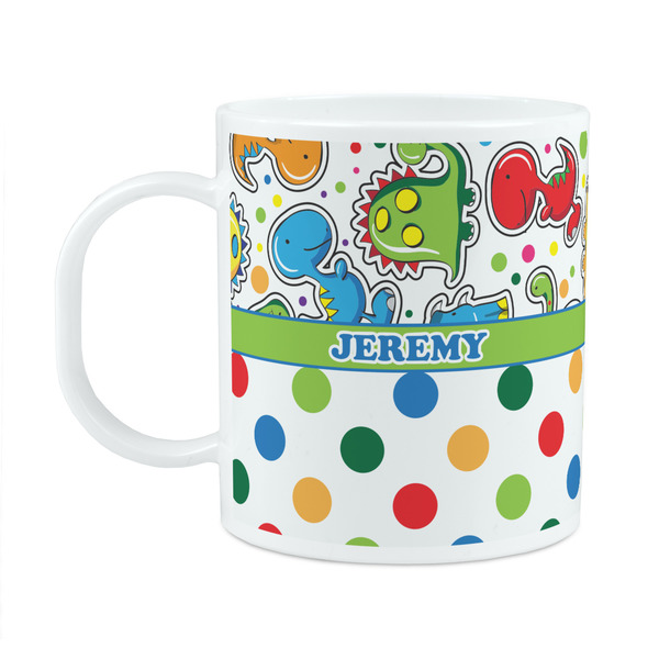 Custom Dinosaur Print & Dots Plastic Kids Mug (Personalized)