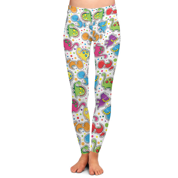 Custom Dinosaur Print & Dots Ladies Leggings - Extra Large