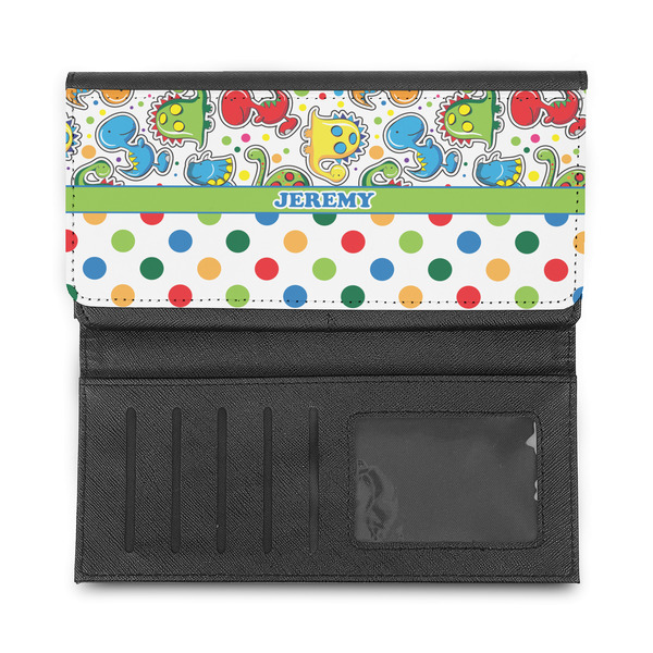 Dinosaur Print & Dots Ladies Wallet - Half Way Open