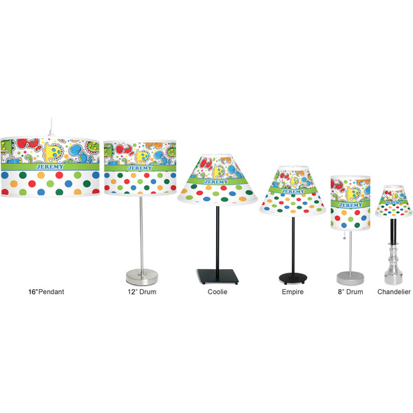 Dinosaur Print & Dots Lamp Full View Size Comparison