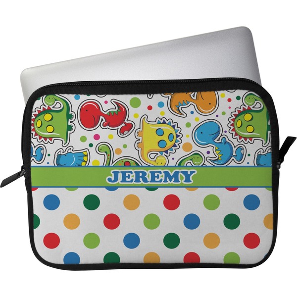 Custom Dinosaur Print & Dots Laptop Sleeve / Case (Personalized)