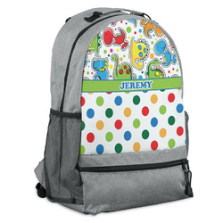 Dinosaur Print & Dots Backpack - Grey (Personalized)