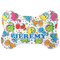 Dinosaur Print & Dots Bone Shaped Dog Food Mat (Personalized)