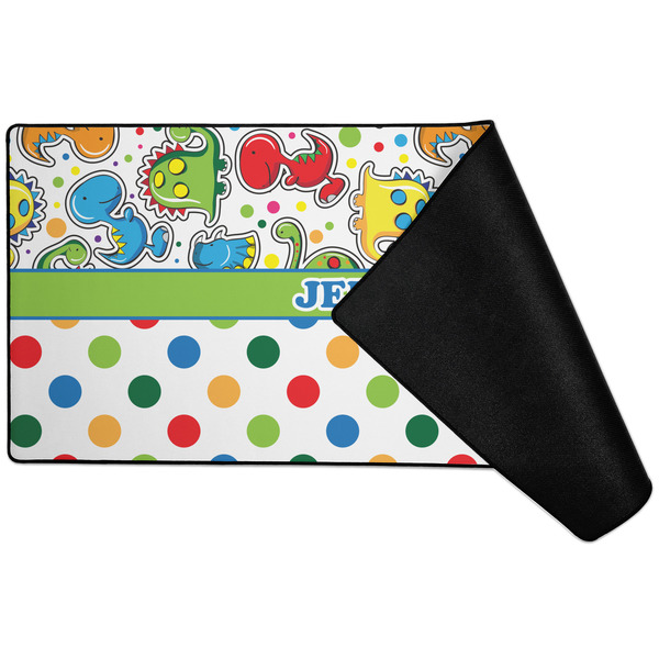 Dinosaur Print & Dots Large Gaming Mats - FRONT W/ FOLD