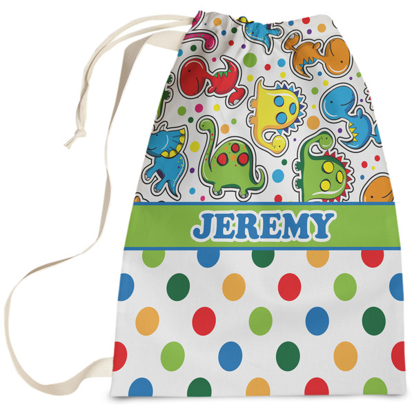 Custom Dinosaur Print & Dots Laundry Bag (Personalized)