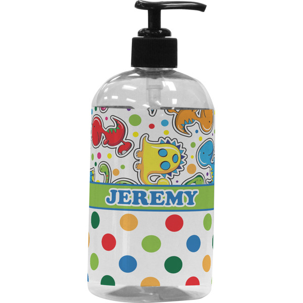 Custom Dinosaur Print & Dots Plastic Soap / Lotion Dispenser (Personalized)
