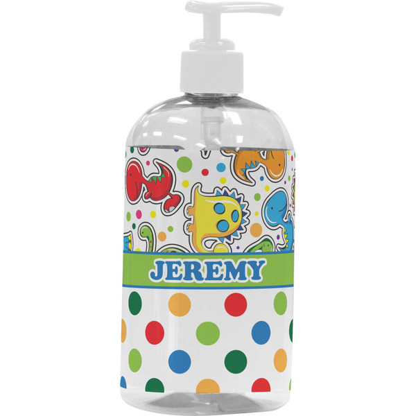 Dinosaur Print & Dots Large Liquid Dispenser (16 oz) - White