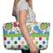 Dinosaur Print & Dots Large Rope Tote Bag - In Context View
