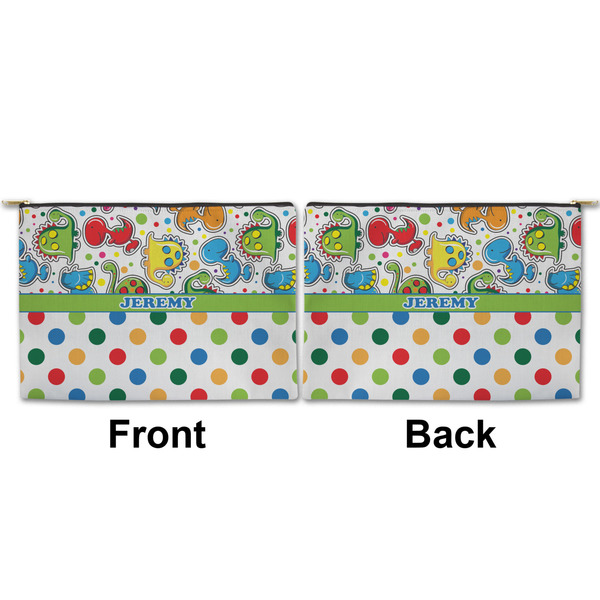Dinosaur Print & Dots Large Zipper Pouch Approval (Front and Back)