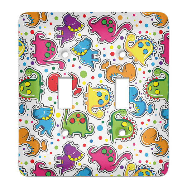 Custom Dinosaur Print & Dots Light Switch Cover (2 Toggle Plate)