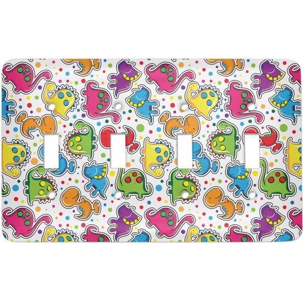 Custom Dinosaur Print & Dots Light Switch Cover (4 Toggle Plate)