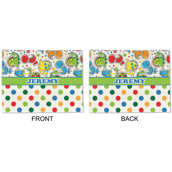 Dinosaur Print & Dots Linen Placemat - APPROVAL (double sided)