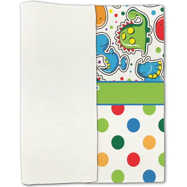 Dinosaur Print & Dots Linen Placemat - Folded Half