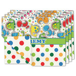 Dinosaur Print & Dots Linen Placemat w/ Name or Text