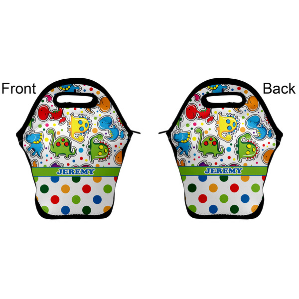 Dinosaur Print & Dots Lunch Bag - Front and Back