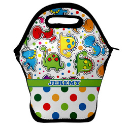 Dinosaur Print & Dots Lunch Bag w/ Name or Text