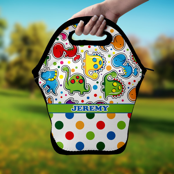 Dinosaur Print & Dots Lunch Bag - Hand