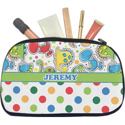 Dinosaur Print & Dots Makeup / Cosmetic Bag - Medium (Personalized)