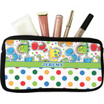 Dinosaur Print & Dots Makeup / Cosmetic Bag - Small (Personalized)