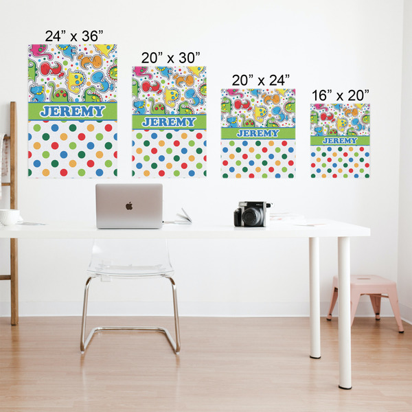 Dinosaur Print & Dots Matte Poster - Sizes