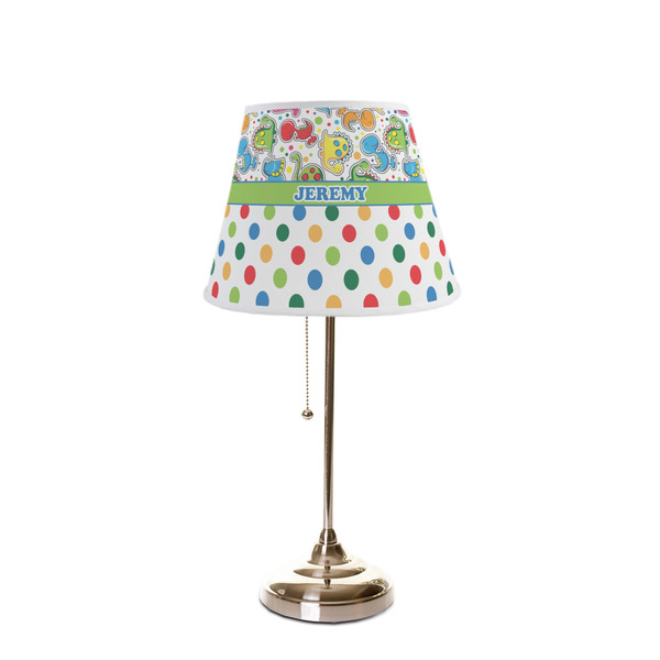 Dinosaur Print & Dots Poly Film Empire Lampshade - On Stand