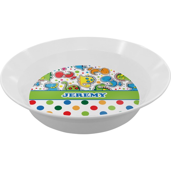 Custom Dinosaur Print & Dots Melamine Bowl (Personalized)