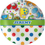 Dinosaur Print & Dots Melamine Plate (Personalized)
