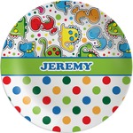 Dinosaur Print & Dots Melamine Plate (Personalized)