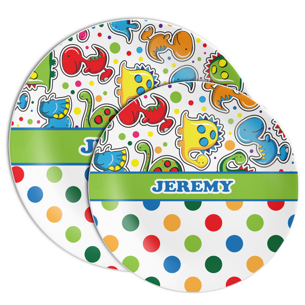 Dinosaur Print & Dots Melamine Plates - PARENT/MAIN
