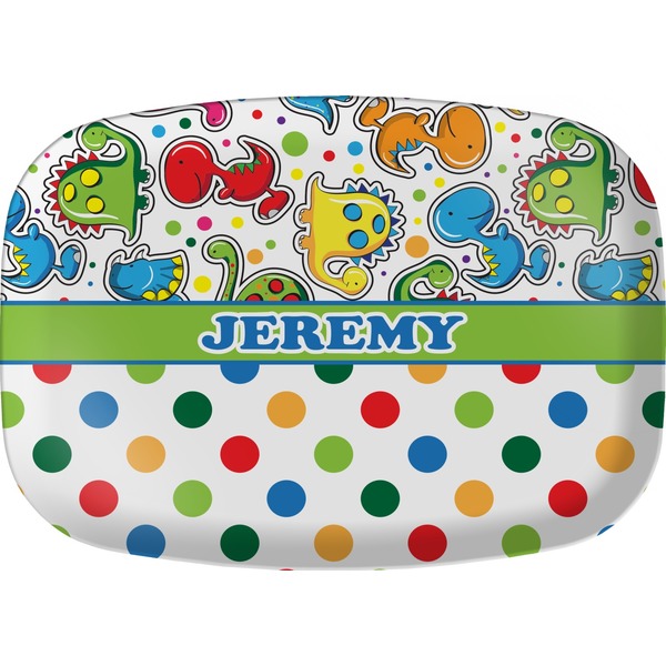 Custom Dinosaur Print & Dots Melamine Platter (Personalized)