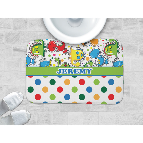 Dinosaur Print & Dots Memory Foam Bath Mat - LIFESTYLE 34x21