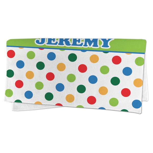 Dinosaur Print & Dots Microfiber Dish Rag - FOLDED (half)