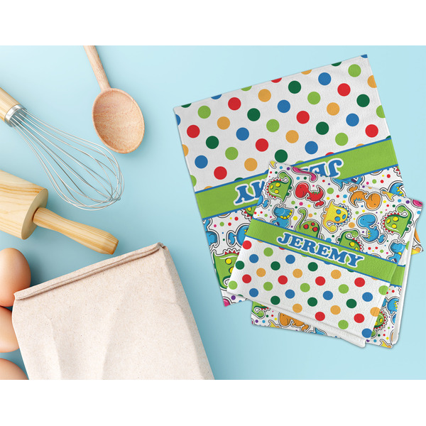 Dinosaur Print & Dots Microfiber Dish Rag - LIFESTYLE