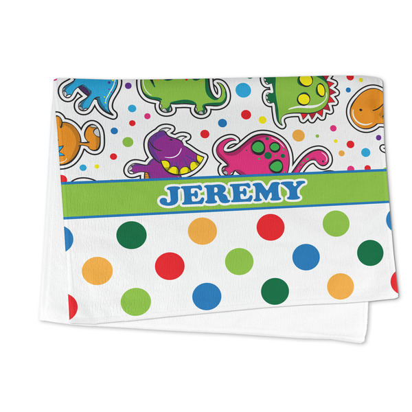 Dinosaur Print & Dots Microfiber Dish Towel - FOLDED HALF