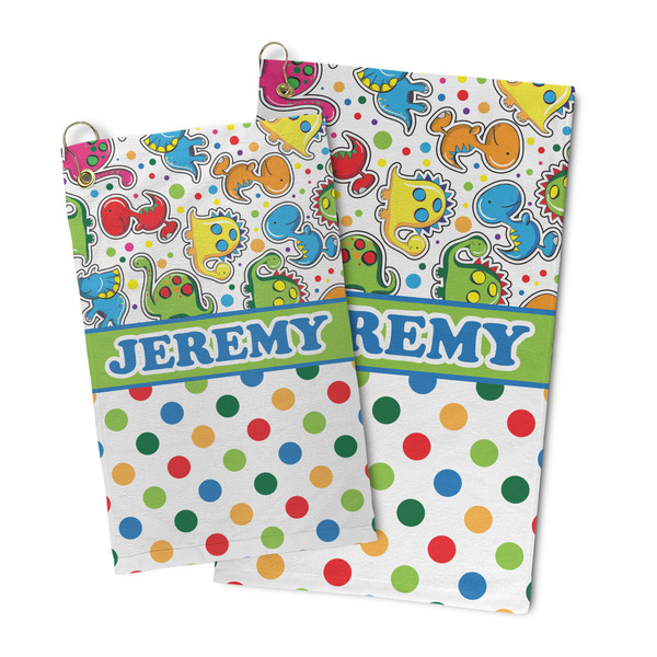 Dinosaur Print & Dots Microfiber Golf Towel - PARENT/MAIN