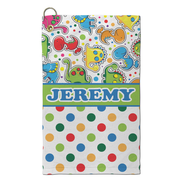 Custom Dinosaur Print & Dots Microfiber Golf Towel - Small (Personalized)