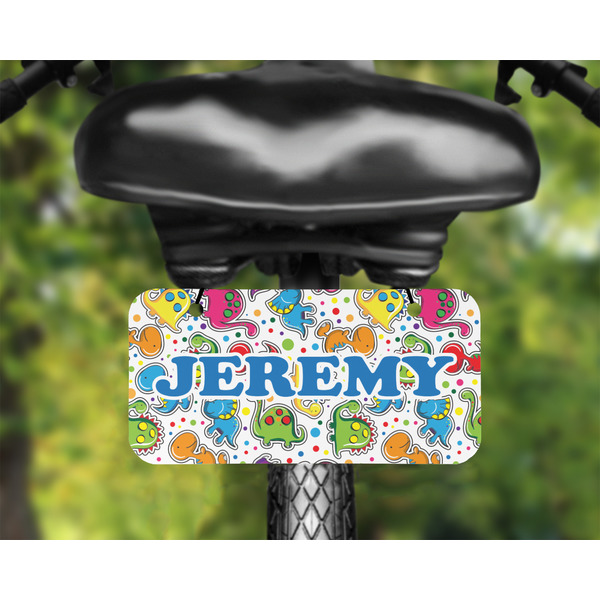 Dinosaur Print & Dots Mini License Plate on Bicycle - LIFESTYLE Two holes