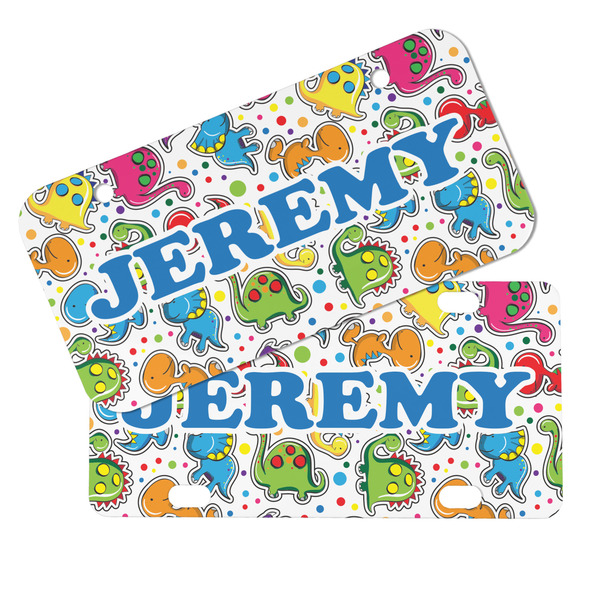 Dinosaur Print & Dots Mini License Plates - MAIN (4 and 2 Holes)