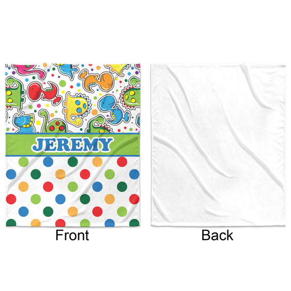 Dinosaur Print & Dots Minky Blanket - 50"x60" - Single Sided - Front & Back