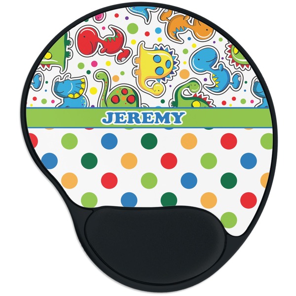 Custom Dinosaur Print & Dots Mouse Pad with Wrist Support
