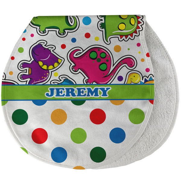 Dinosaur Print & Dots New Baby Burp Folded