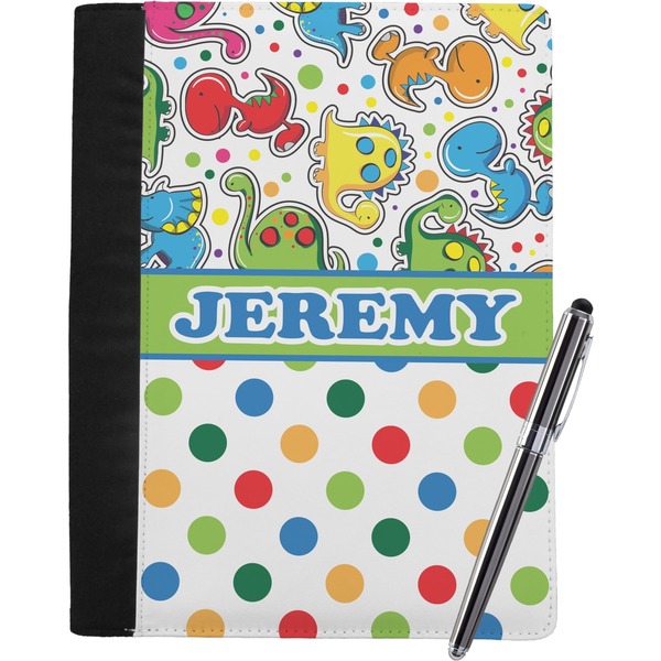 Custom Dinosaur Print & Dots Notebook Padfolio - Large w/ Name or Text