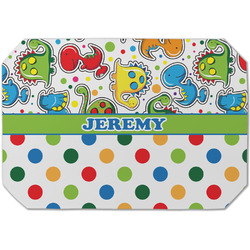 Dinosaur Print & Dots Dining Table Mat - Octagon (Single-Sided) w/ Name or Text