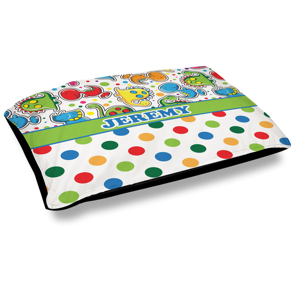 Custom Dinosaur Print & Dots Outdoor Dog Bed - Large (Personalized)