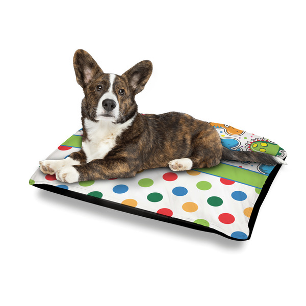 Dinosaur Print & Dots Outdoor Dog Beds - Medium - IN CONTEXT