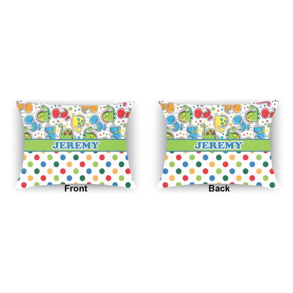 Dinosaur Print & Dots  Outdoor Rectangular Throw Pillow (Front and Back)
