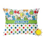 Dinosaur Print & Dots Outdoor Throw Pillow (Rectangular) (Personalized)